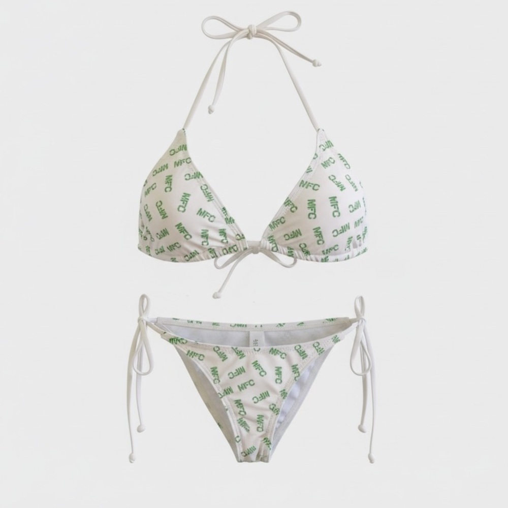 MFC MyFreeCam Chic White and Green Printed Micro Bikini Size XS coastal twee